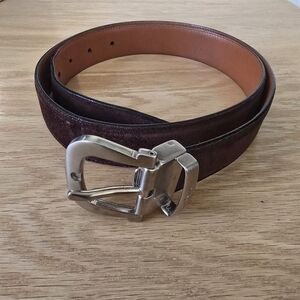Salvatore Ferragamos Made in Italy Brown Suede Leather Belt